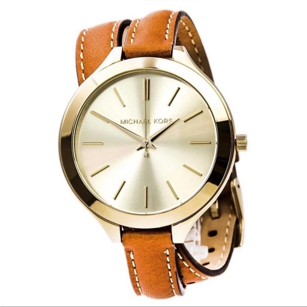 Michael Kors Runway MK2256 Women's Brown Leather Analog Dial Quartz Watch